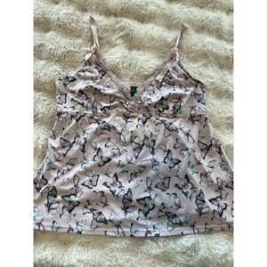 Butterfly Y2K Fairy‎ Lace Cami Tank Top Bows Size M Light Pink